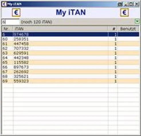 My iTAN - TAN-Listen-Verwaltung fürs Online-Banking Bild: My iTAN - TAN-Listen-Verwaltung fürs Online-Banking