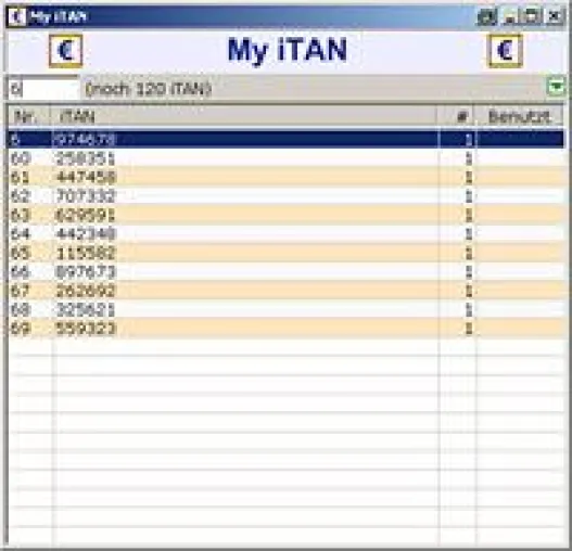 My iTAN - TAN-Listen-Verwaltung fürs Online-Banking Bild: My iTAN - TAN-Listen-Verwaltung fürs Online-Banking
