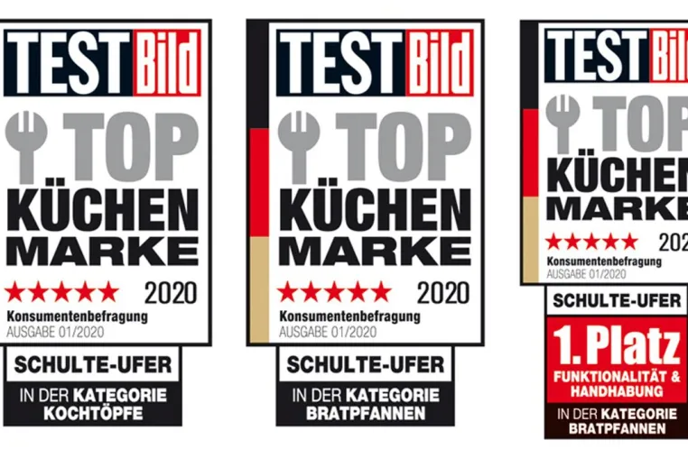 Bild: Erneut Top Küchen Marke 2020 in zwei Kategorien: Kochtöpfe und Bratpfannen von Schulte-Ufer sind spitze