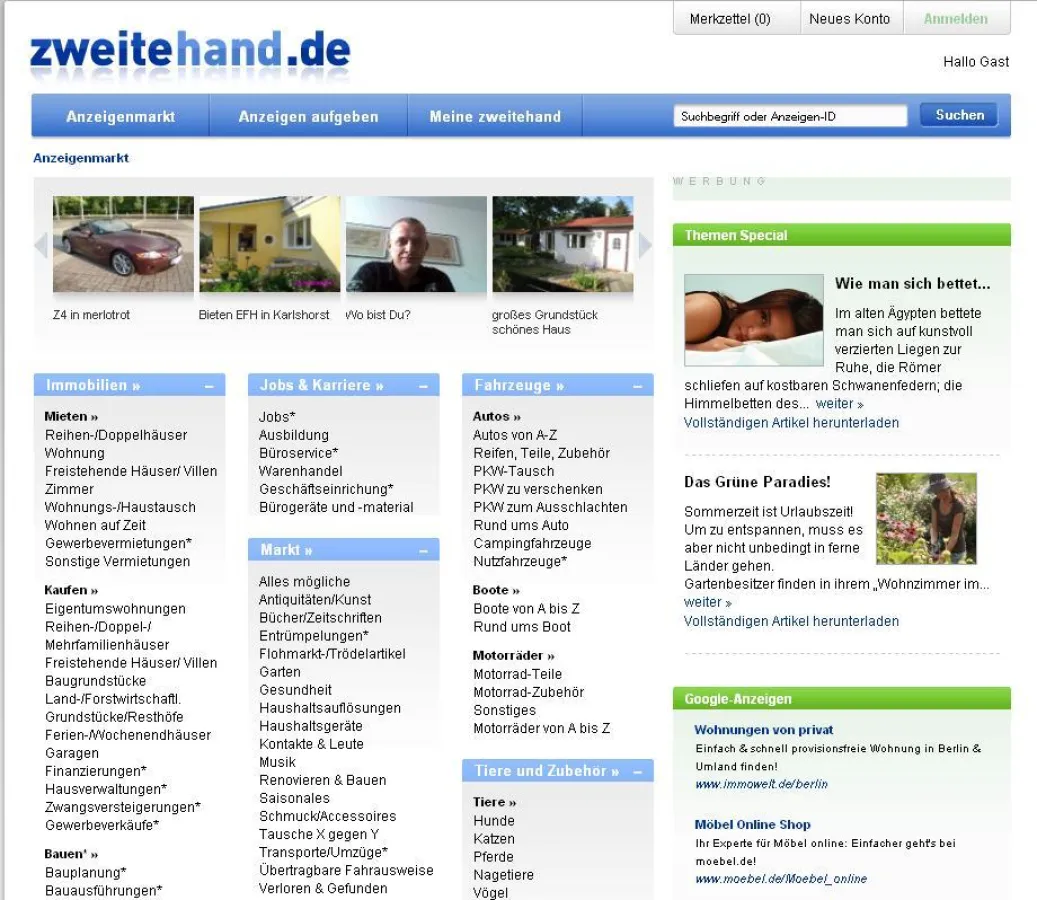 Der neue Portalauftritt von Zweitehand.de bietet erhöhte Benutzerfreundlichkeit, einfache Anzeigenverwaltung und die umfassende Anbindung an Backend-Systeme.