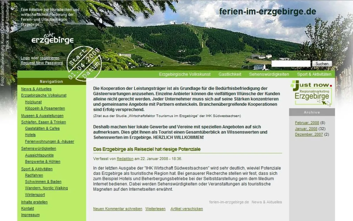 Screenshot des Portals
