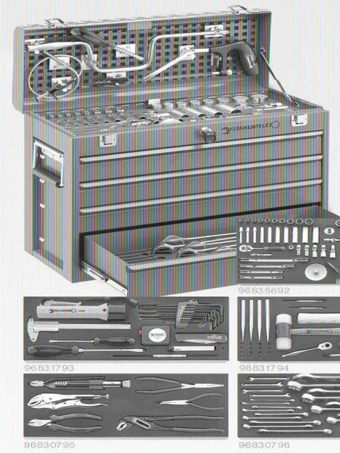 Werkzeugsortiment der Firma STAHLWILLE mit einem speziellen alphanumerischen Code, laserbeschriftet