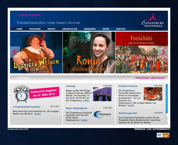 Bild: Clingenburg Festspiele mit neuer Website