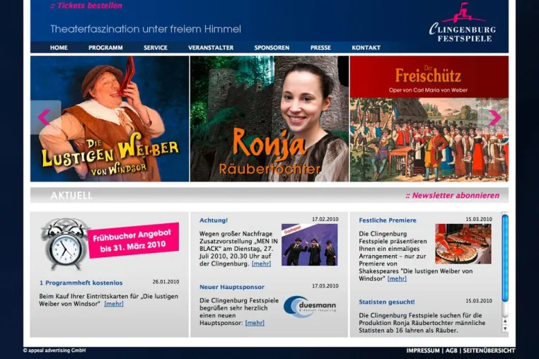 Bild: Clingenburg Festspiele mit neuer Website