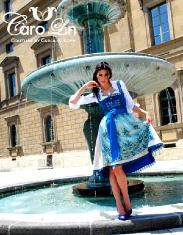 Caro Lin Couture Sari Dirndl im trendigen vorne-kurz-hinten-lang-Style