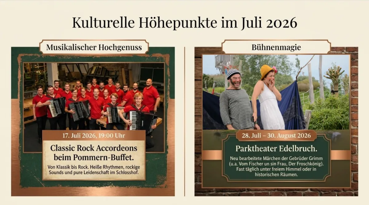 Rockige Rhythmen, Bühnenmagie und kulinarische Themen-Buffets auf Wasserschloss Mellenthin (© Wasserschloss Mellenthin)