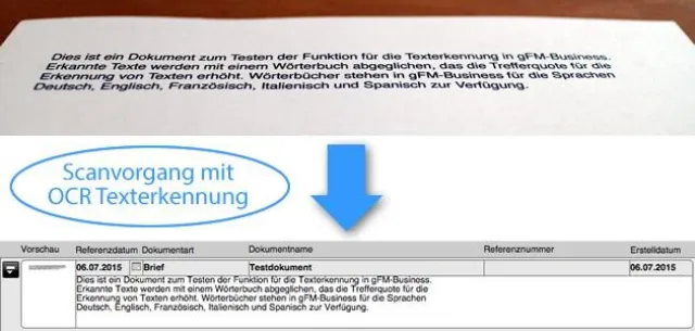 Bild: gFM-Business CRM + Warenwirtschaft mit OCR Schrifterkennung