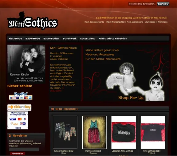 Neuer Gothic-Onlineshop eröffnet | Mini-Gothics.de bietet Waren speziell für Szene-Kinder Bild: Neuer Gothic-Onlineshop eröffnet | Mini-Gothics.de bietet Waren speziell für Szene-Kinder