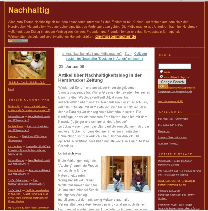 Das Nachhaltigkeitsweblog der Möbelmacher findet immer mehr Stammleser