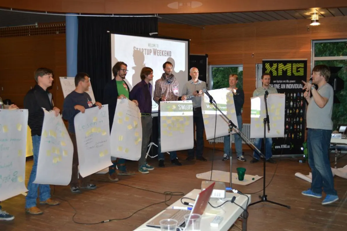 Nach 60 Sekunden Pitch bangen die Kandidaten, ob ihre Idee die anderen Teilnehmer überzeugen konnte