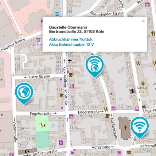 UnTouch ermöglicht mit Geo-Tracking neue Werkzeugstandortansicht in Kartenform Bild: UnTouch ermöglicht mit Geo-Tracking neue Werkzeugstandortansicht in Kartenform
