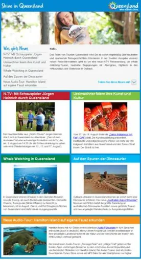 Queensland-Website mit vielen neuen Extras und neuem Consumer-Newsletter Bild: Queensland-Website mit vielen neuen Extras und neuem Consumer-Newsletter