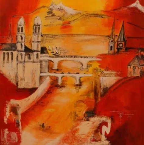 Bild: Thema Urbanität mit Werken von Barbara Rauschenbach in der Galerie Bodensee