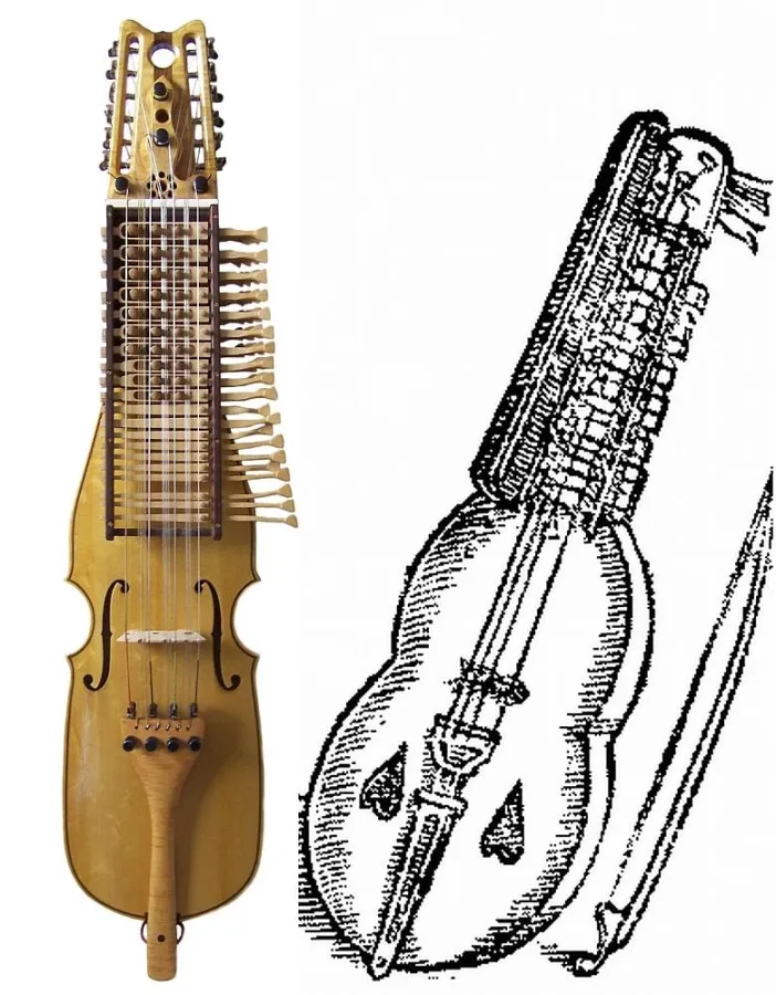 Moderne Nyckelharpa und Schlüsselfidel nach M. Praetorius