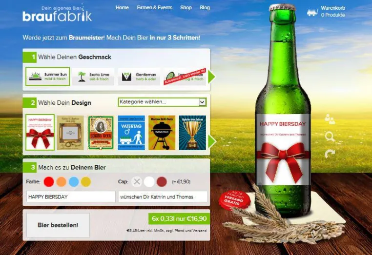 Bild: Braufabrik.de bietet Bier im individuellen Design für Firmen- und Vereins-Events