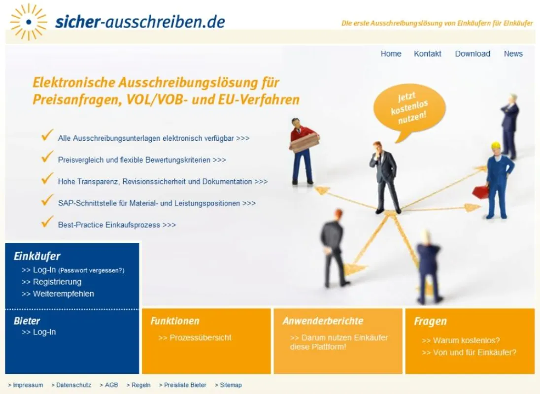 sicher-ausschreiben.de unterstützt Einkäufer bei jedem einzelnen Prozessschritt von der internen Auschreibung bis zum Zuschlag