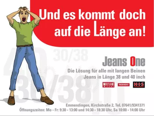 Bild: Jeans One zeigt „Größe“ – Und es kommt doch auf die Länge an