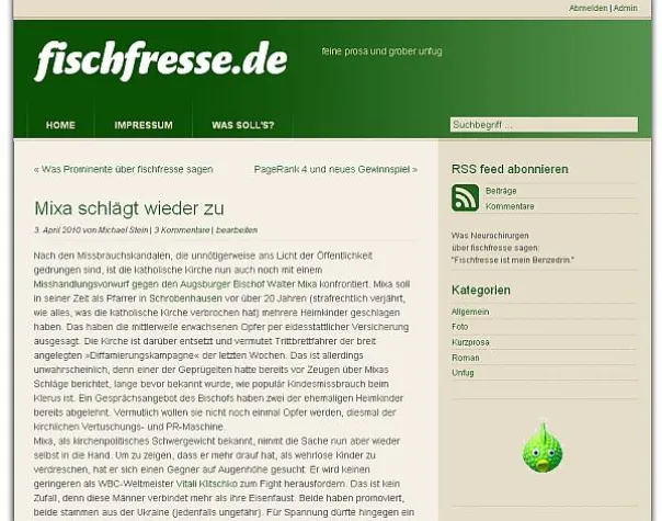Bild: Satire-Blog fischfresse.de mit PageRank 4 im ersten Quartal