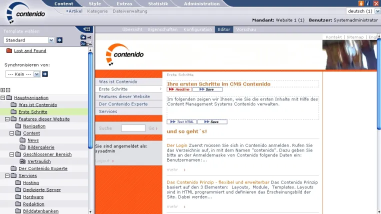 Bild: Neue Version 4.6 des Open Source CMS Contenido am Start