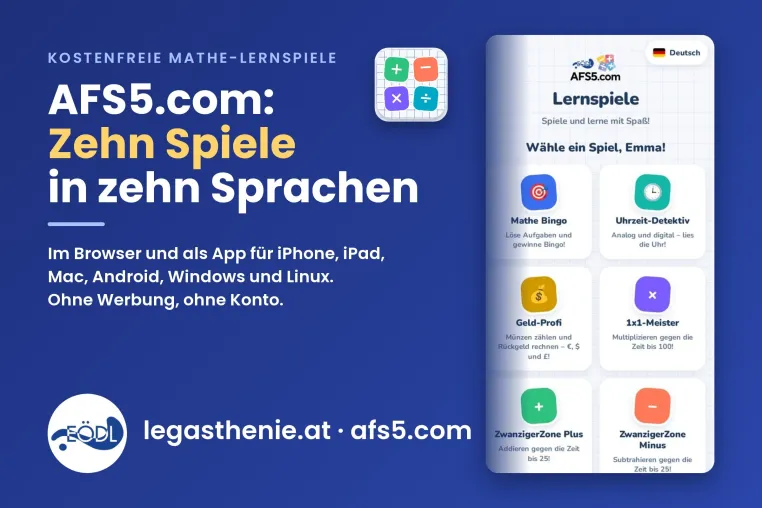 AFS5.com: EÖDL bietet zehn kostenfreie Mathe-Lernspiele in zehn Sprachen Bild: AFS5.com: EÖDL bietet zehn kostenfreie Mathe-Lernspiele in zehn Sprachen