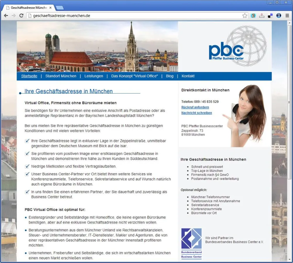 formativ.net Webdesign Frankfurt erstellt Websites für PBC Geschäftsadresse München mit Joomla