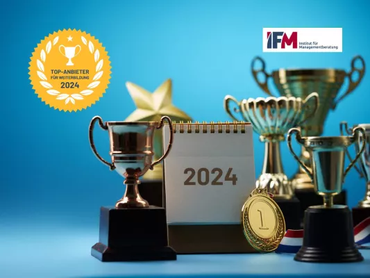 IFM erhält 2 Auszeichnungen als bester Anbieter für Weiterbildung 2024 Bild: IFM erhält 2 Auszeichnungen als bester Anbieter für Weiterbildung 2024