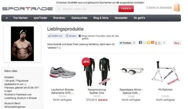 Bild: sporTrade - Marktplatz von Sportlern für Sportler