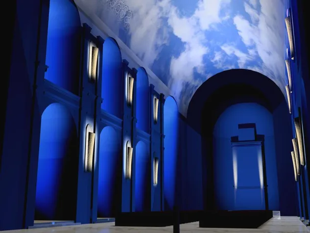 Bild: Lichtinstallation "Das apokalyptische Weib" - ein Universum aus Licht-, Video- und Soundeffekten