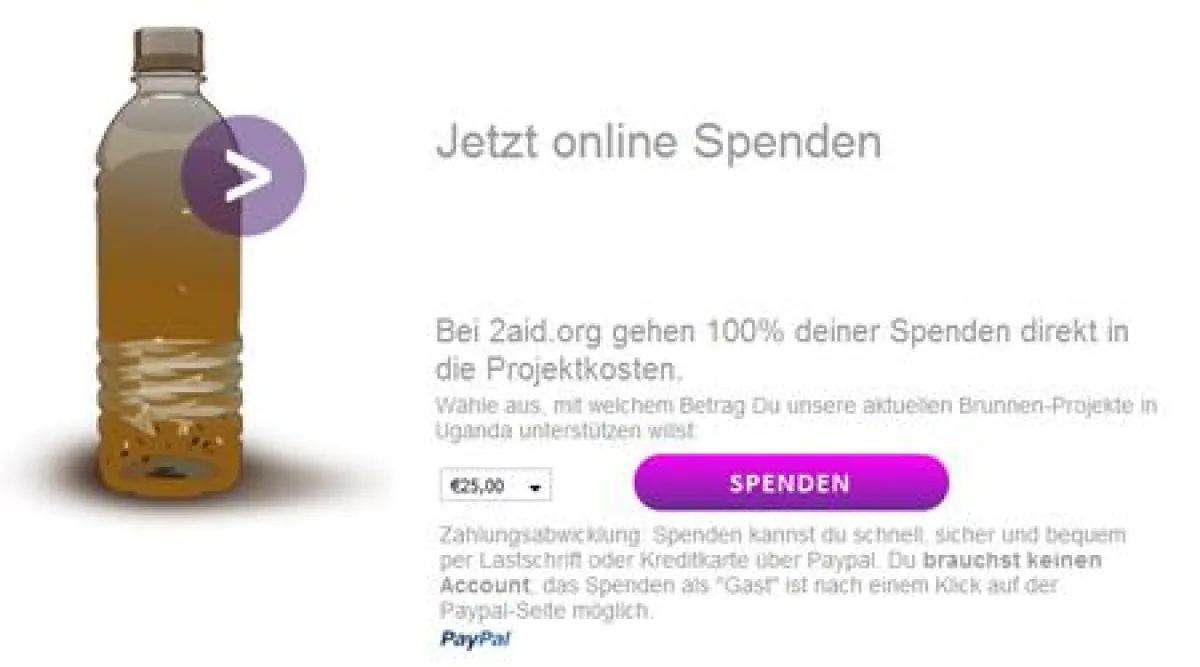 In einem Klick Gutes tun: Auf der 2aid.org Facebook Fanpage für Hilfsprojekte spenden