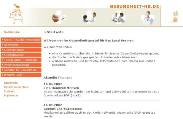 Bremer Gesundheit im Netz - Besucherzahlen in 2007 verzehnfacht Bild: Bremer Gesundheit im Netz - Besucherzahlen in 2007 verzehnfacht