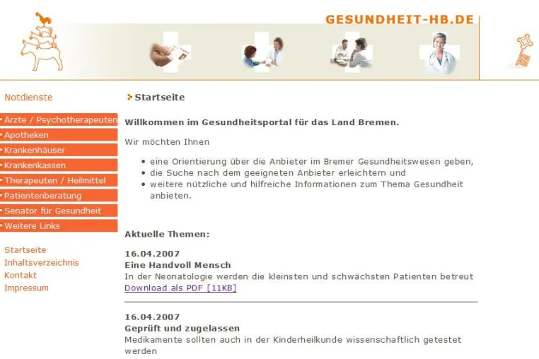 Bild: Bremer Gesundheit im Netz - Besucherzahlen in 2007 verzehnfacht
