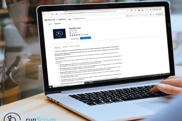 Bild: runScrum in Windows AppSource verfügbar