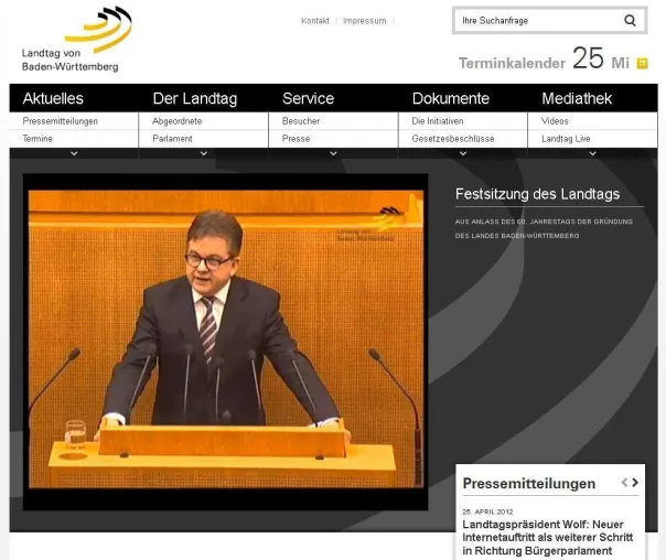 Parlament startet optimiertes Webportal pünktlich zum Landesjubiläum Bild: Parlament startet optimiertes Webportal pünktlich zum Landesjubiläum