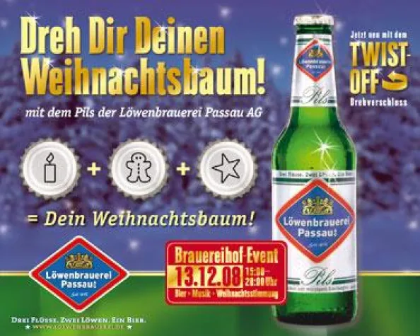 Bild: Drei Kronenkorken für einen Weihnachtsbaum