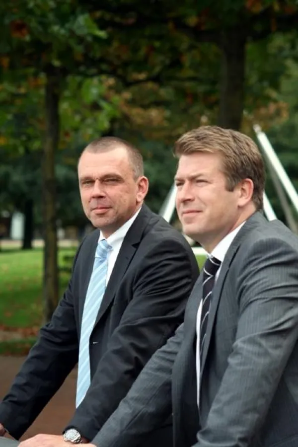 Bjørn Olsen (re.) und Dirk Kutzim bauen den Standort in Düsseldorf auf
