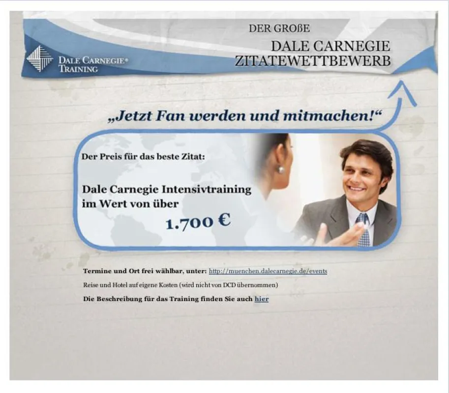 Zitatewettbewerb von Dale Carnegie auf Facebook