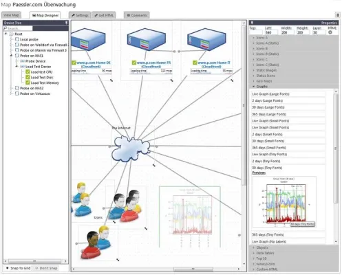 Bild: PRTG Netzwerk Monitor Version 8.4 mit erweitertem Drag&Drop Maps-Editor