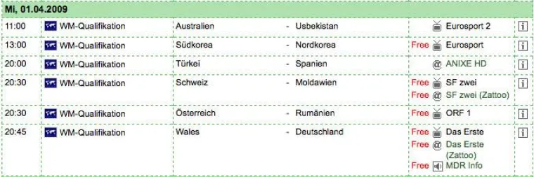 Bild: Fußball live - Der TV-Planer zur WM-Qualifikation