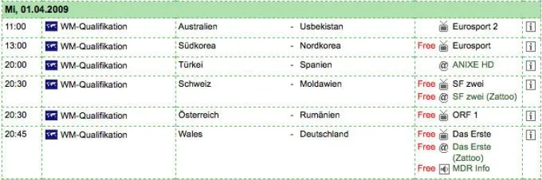 Bild: Fußball live - Der TV-Planer zur WM-Qualifikation