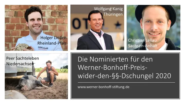 Die Nominierten für den Werner-Bonhoff-Preis 2020 Bild: Die Nominierten für den Werner-Bonhoff-Preis 2020