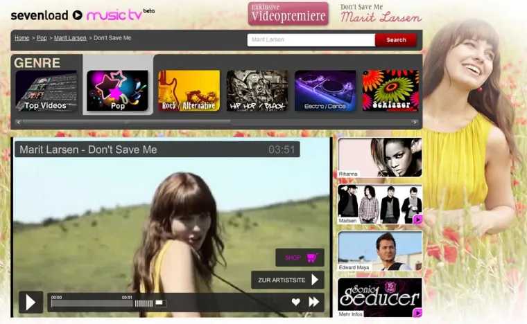 Bild: Marit Larsen feiert Videopremiere mit „Don’t Save Me“ bei sevenload Music TV