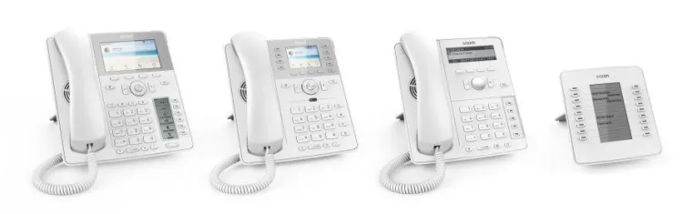 Bild: Weiße Tischtelefone als stilistisches Ausrufezeichen