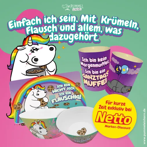 Pummeleinhorn Frühstückssets exklusiv bei Netto Bild: Pummeleinhorn Frühstückssets exklusiv bei Netto