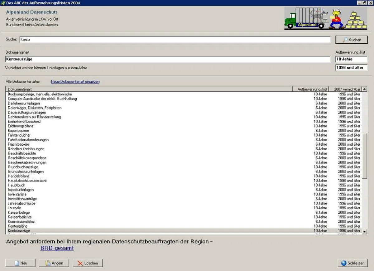 Kostenlose Fristensoftware - Screenshot