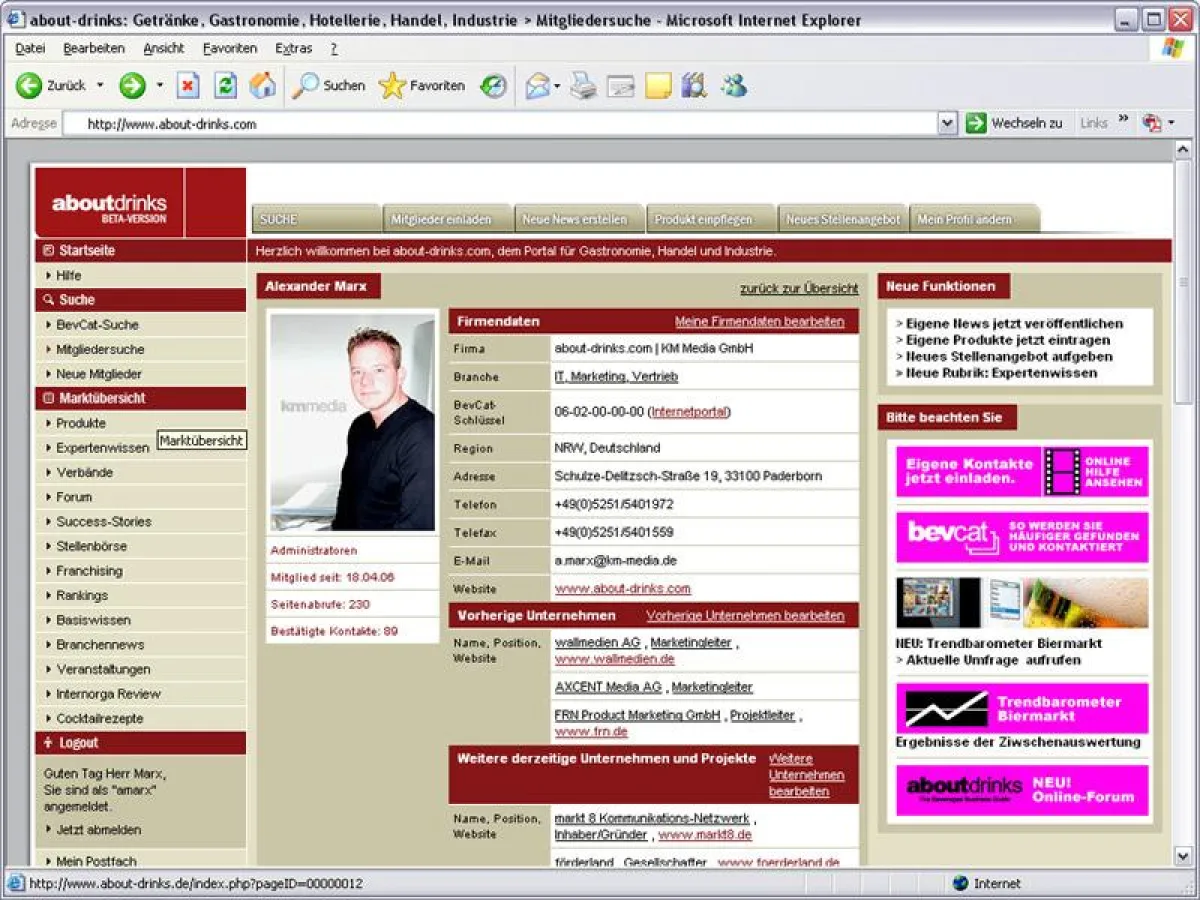 Screenshot: Mitgliederinformationen