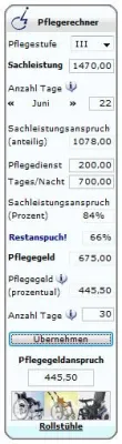 Bild: Pflegegeld berechnen bei Kombinationspflege nach der Pflegereform mit dem nullbarriere Pflegerechner