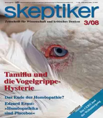 Bild: Skeptiker Heft 3/2008 - Die Vogelgrippenhysterie und die Kritik an der Homöopathie als Schwerpunkt