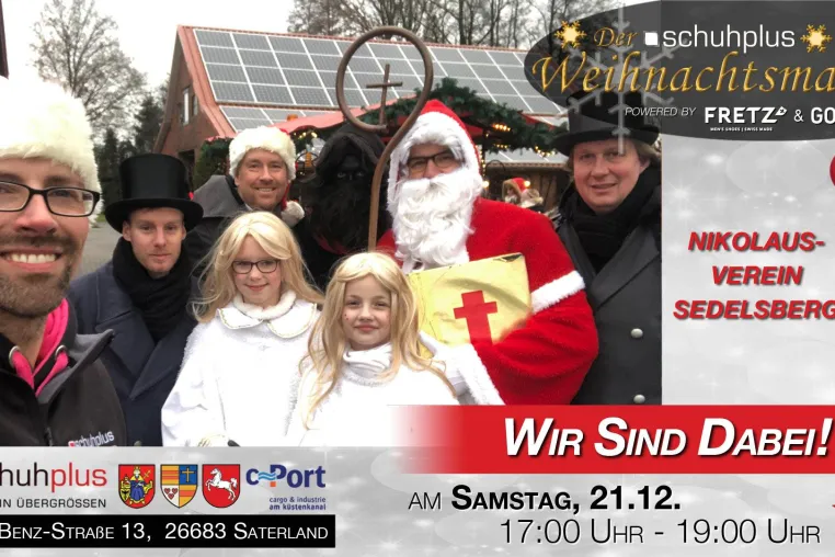 Bild: Nikolaus, Knecht Ruprecht und Engel beim ersten schuhplus - Weihnachtsmarkt in Sedelsberg