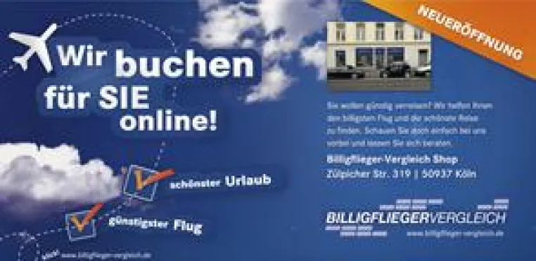 Deutschlands erster Billigflieger Shop in Köln eröffnet Bild: Deutschlands erster Billigflieger Shop in Köln eröffnet