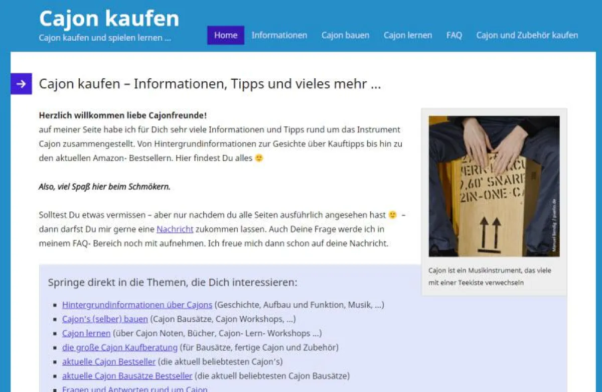 Screenshot www.cajonkaufen.com